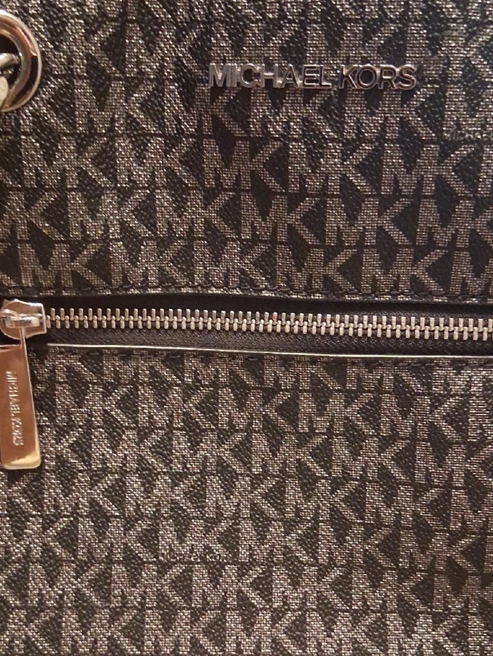 Michael Kors Black MK Logo Chain-Accent Tote 10x14x5 Approx. Measurements - Picture 4 of 13